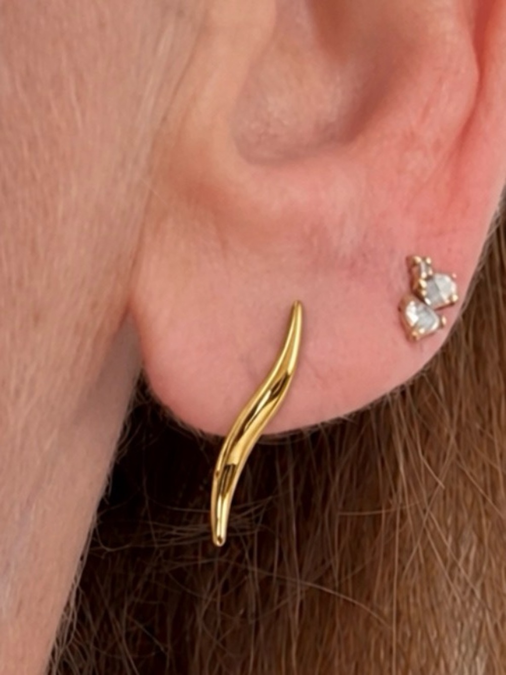 14k Solid Gold Wave Ear Crawlers | Simple Minimalist Fine Jewelry | Trending